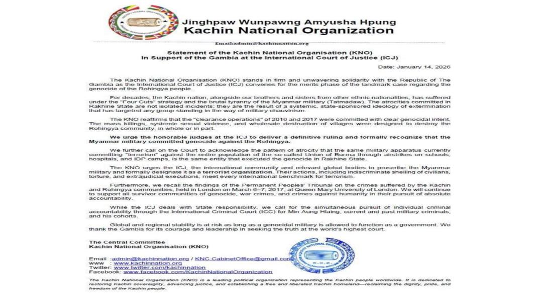 Kachin Group Supports Gambia’s Rohingya Case at World Court